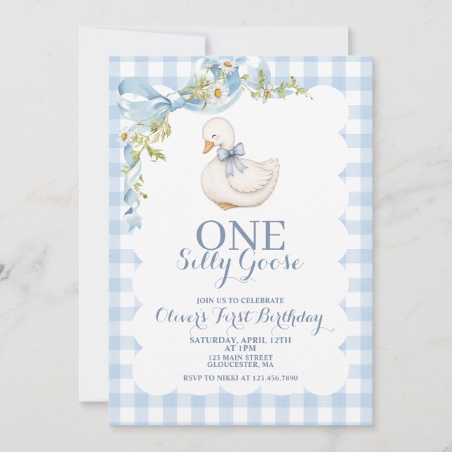 Una invitación de cumpleaños vintage de ganso tont (Anverso)