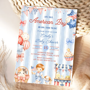 Una invitación de fiesta de baby shower de un niño