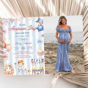 Una invitación de fiesta de baby shower de un niño