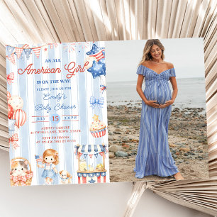 Una invitación de fiesta de baby shower de una niñ