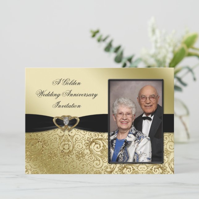 Una Invitación de Foto de Aniversario de Bodas núm (Anverso de pie)