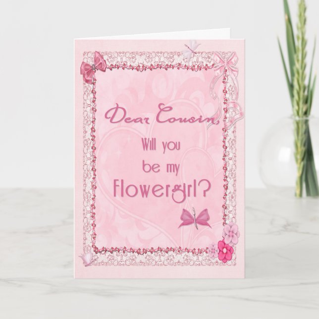 Una invitación de niña de las flores con estilo ar (Anverso)