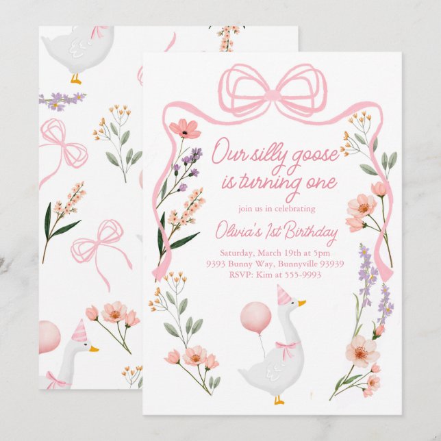Una invitación de Silly Goose Flores silvestres ar (Anverso / Reverso)