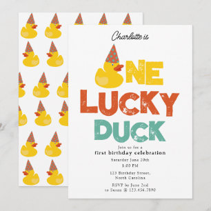 Una invitación de Un Pato Afortunado 1er Cumpleaño