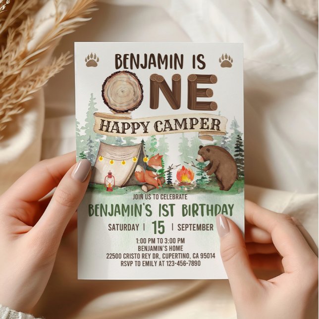 Una invitación feliz de camping de cumpleaños de c (Subido por el creador)