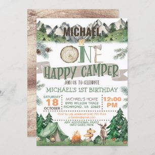 Una invitación feliz de cumpleaños de camper