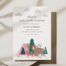 Una invitación feliz de cumpleaños de camper