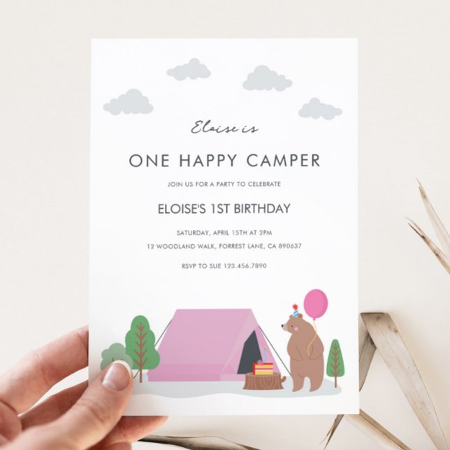 Una invitación feliz de cumpleaños de camper (Subido por el creador)