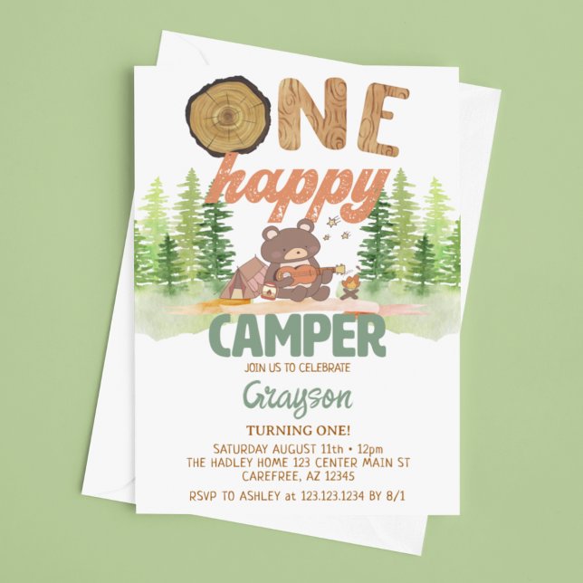 Una invitación feliz de cumpleaños de camper (Subido por el creador)