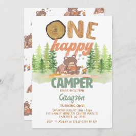 Una invitación feliz de cumpleaños de camper