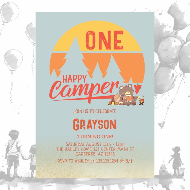 Una invitación feliz de cumpleaños de Camper Retro (Subido por el creador)