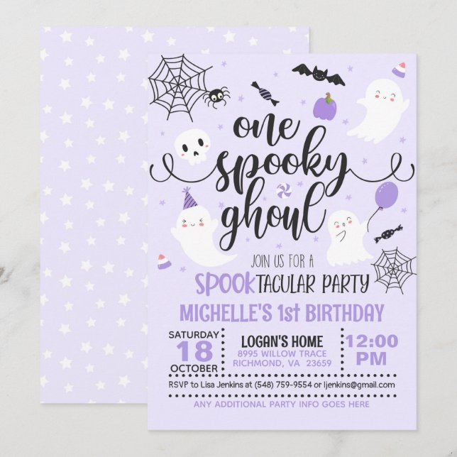 Una Invitación Ghoul espeluznante - Chica (Púrpura (Anverso / Reverso)