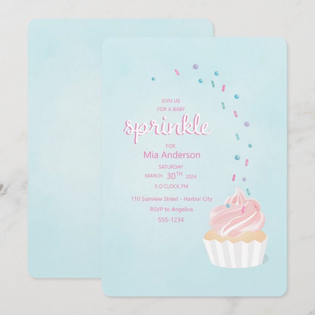 Una invitación para una ducha de rociadores de beb (Anverso / Reverso)