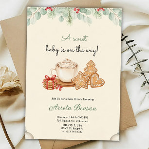 Una invitación para una fiesta de bebé con flores 