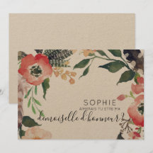 una invitación personalizada de dama de honor