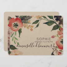 una invitación personalizada de dama de honor