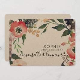 una invitación personalizada de dama de honor