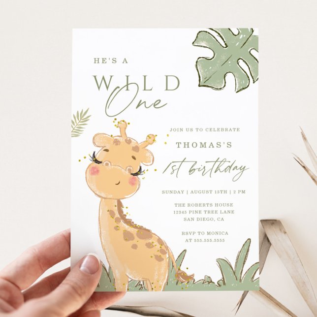 Una jirafa salvaje 1ª invitación de cumpleaños (Subido por el creador)