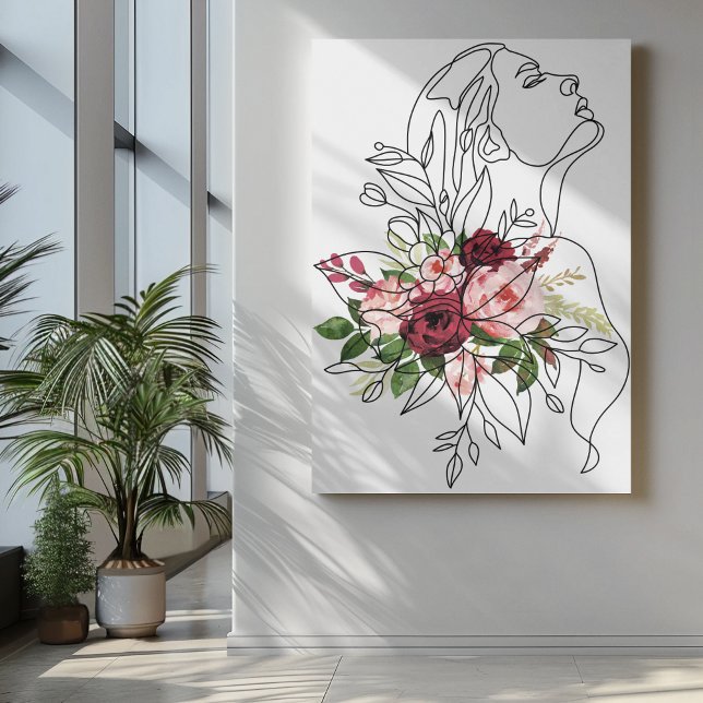 Una línea de arte chica con flores en marrón rosa (Subido por el creador)