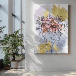 Una línea de arte facial con flores corona los ojo