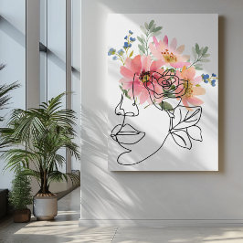 Una línea de arte facial con ojo de flor botaico r
