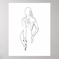Una línea de dibujo nackte Frau Rücken Único arte