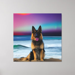 Una magnífica playa de arte de pastor alemán