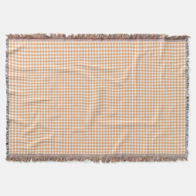 Una manta de cuadros gingham en tonos beige  (Anverso)