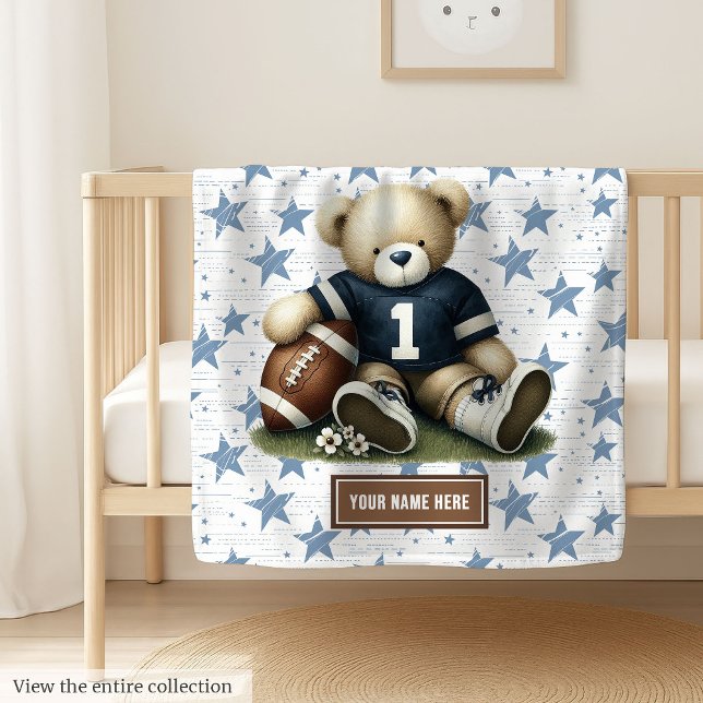 Una manta de fútbol americano para niños personali (Custom American Football Blanket for Baby Boys)