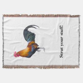 Una manta de lanzamiento de gallo que dice "Strut 