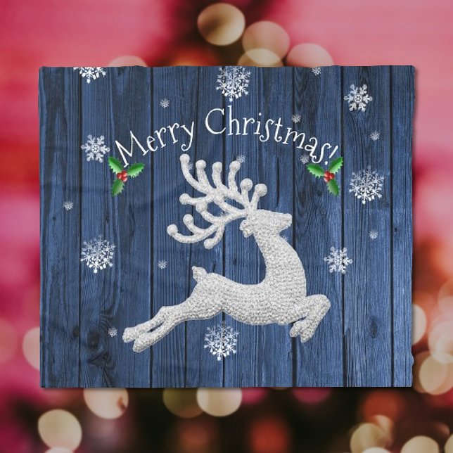 Una manta de renos para los Navidades rusos azules (Blue Rustic Christmas Reindeer Fleece Blanket)