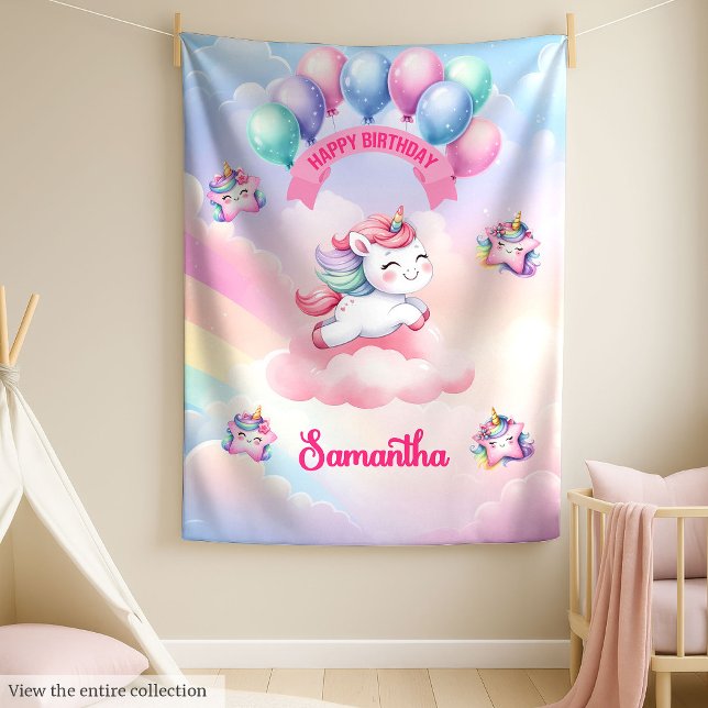 Una manta de unicornio personalizada para el cumpl (Personalized Unicorn Blanket for Girl Birthday)
