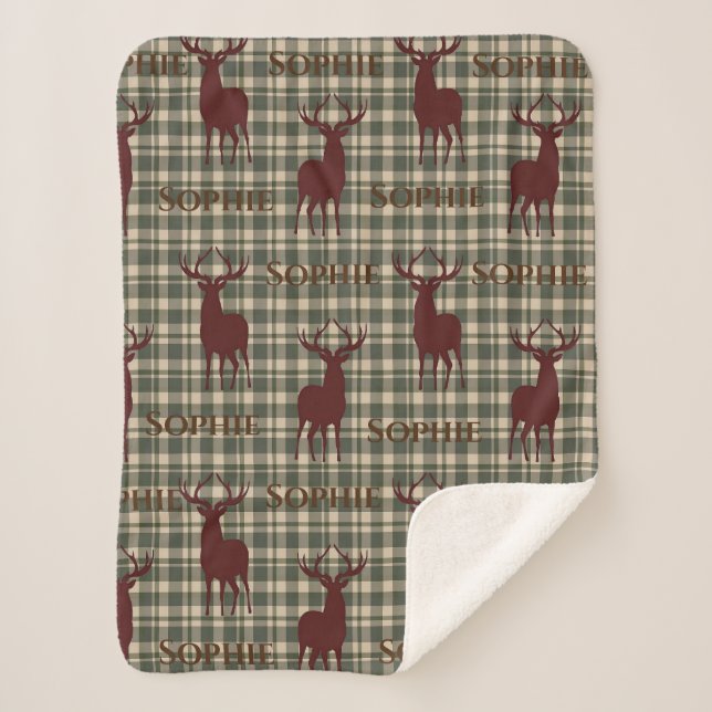Una manta Sherpa personalizada para ciervos (Anverso)
