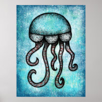 Una medusa de Poster en el arte de pared