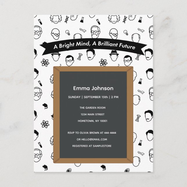 Una mente brillante Invitación editable en un futu (Anverso)