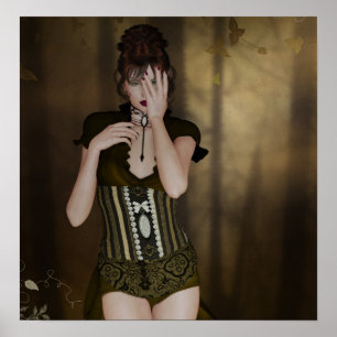 Una mujer esperando: retrato digital arte gótico