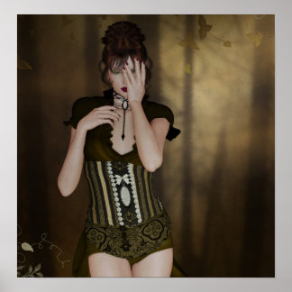 Una mujer esperando: retrato digital arte gótico