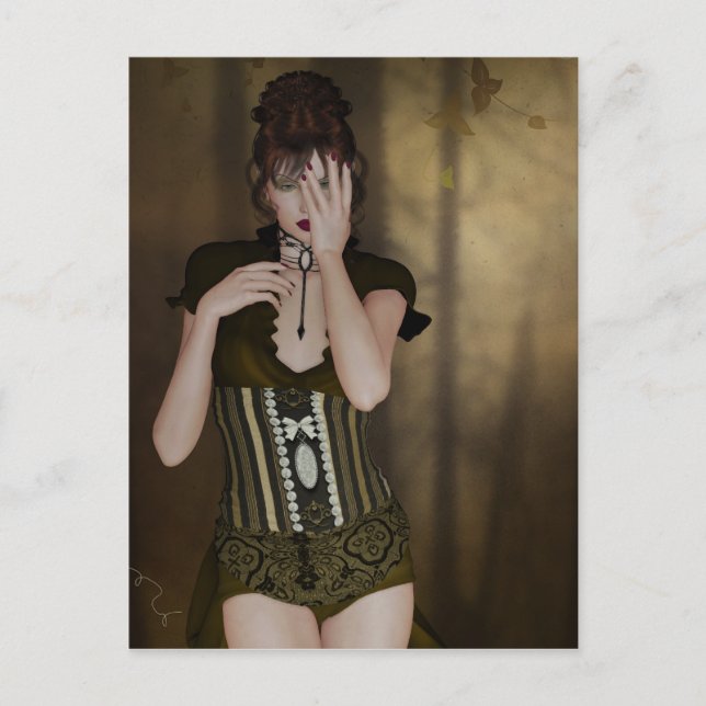 Una mujer esperando: Tarjeta de arte gótico retrat (Anverso)