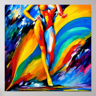 Una mujer exótica que dirige un Poster de arte abs
