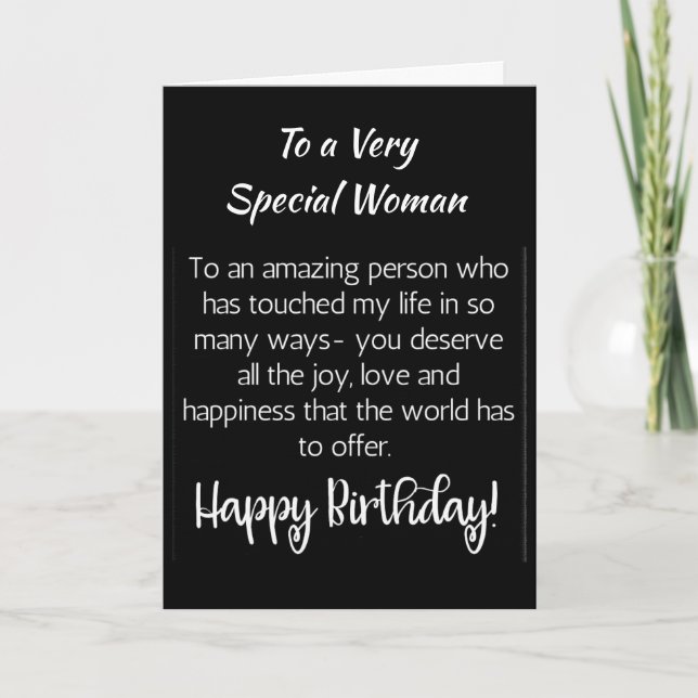 **UNA MUJER MUY ESPECIAL** EN SU TARJETA DE CUMPLE (Anverso)