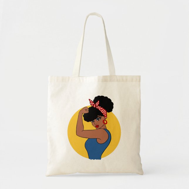 Una mujer negra fuerte se lleva la bolsa (Frente)