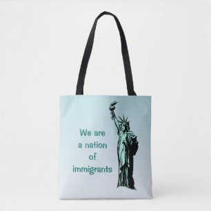 Una nación de inmigrantes con la bolsa azul de la