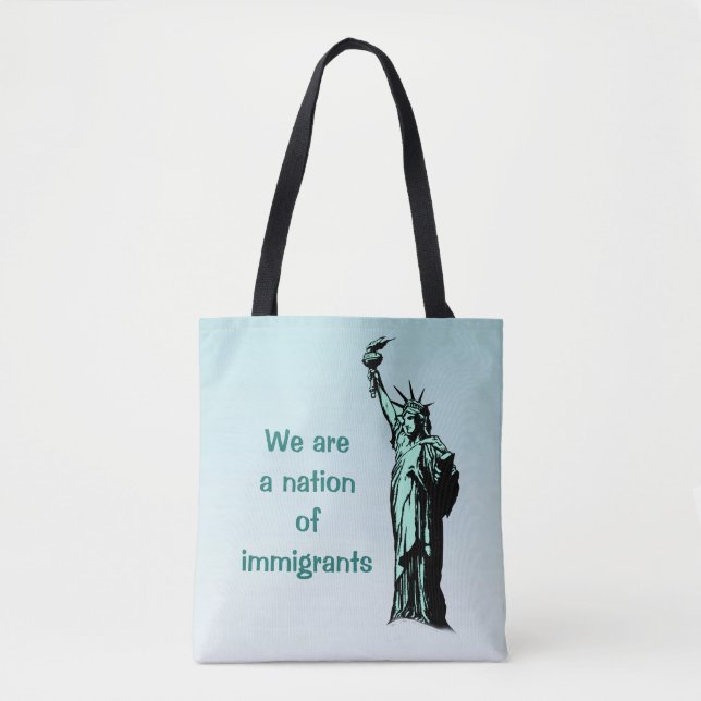 Una nación de inmigrantes con la bolsa azul de la  (Anverso)