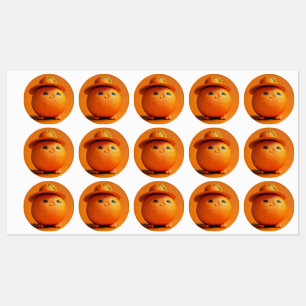 Una Naranja Chubby Con Sombrero - Pegatina imperme