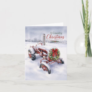 Una Navidad Campestre Vintage Tractor Rojo