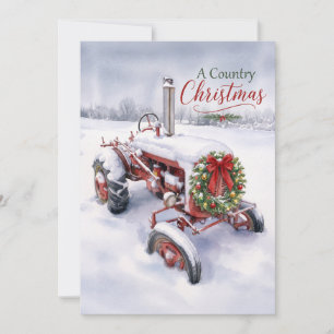 Una Navidad Campestre Vintage Tractor Rojo