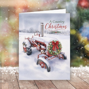 Una Navidad Campestre Vintage Tractor Rojo