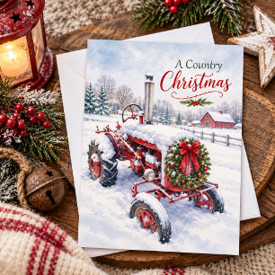 Una Navidad Campestre Vintage Tractor Rojo