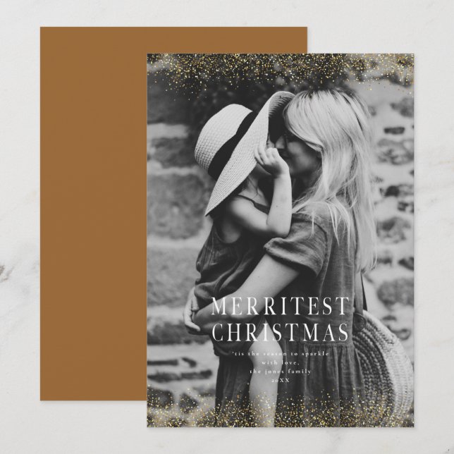 Una Navidad muy brillante y alegre Tarjeta de foto (Anverso / Reverso)