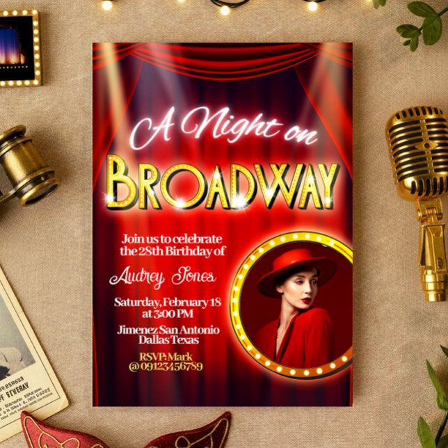 Una noche en Broadway con invitación con imagen (A Night in Broadway with Picture Invitation)